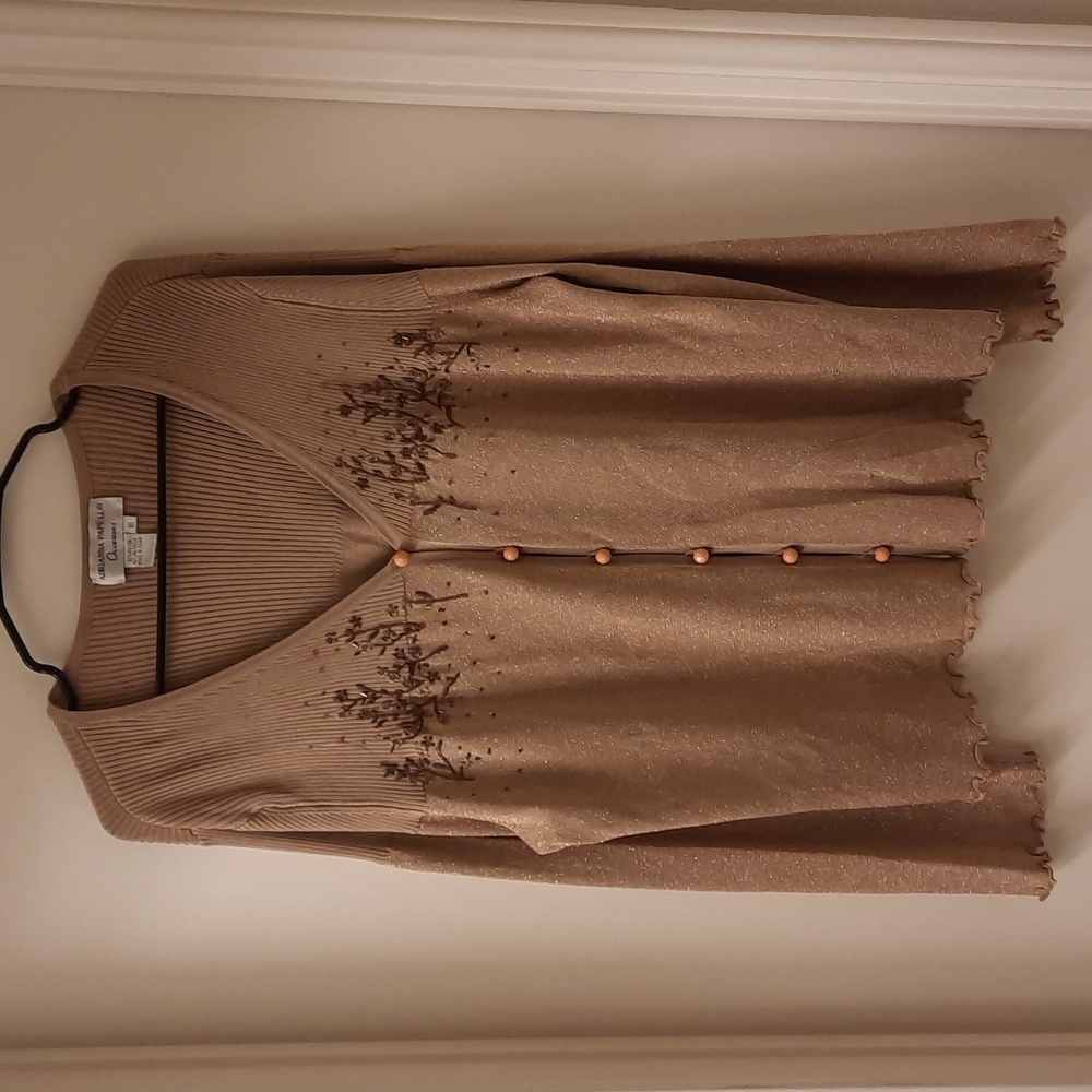 NWT, Adrianna Papell Occasions Vintage Gold Sparkle Sweater